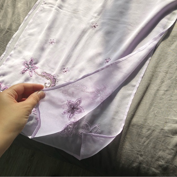 Chiffon Beaded Detailing Sarong Wrap Skirt - Picture 3 of 8